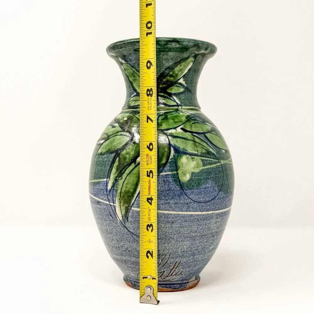 Sud & Co French Pottery Vase Cassis Provence Signed Hand Painted Terracotta